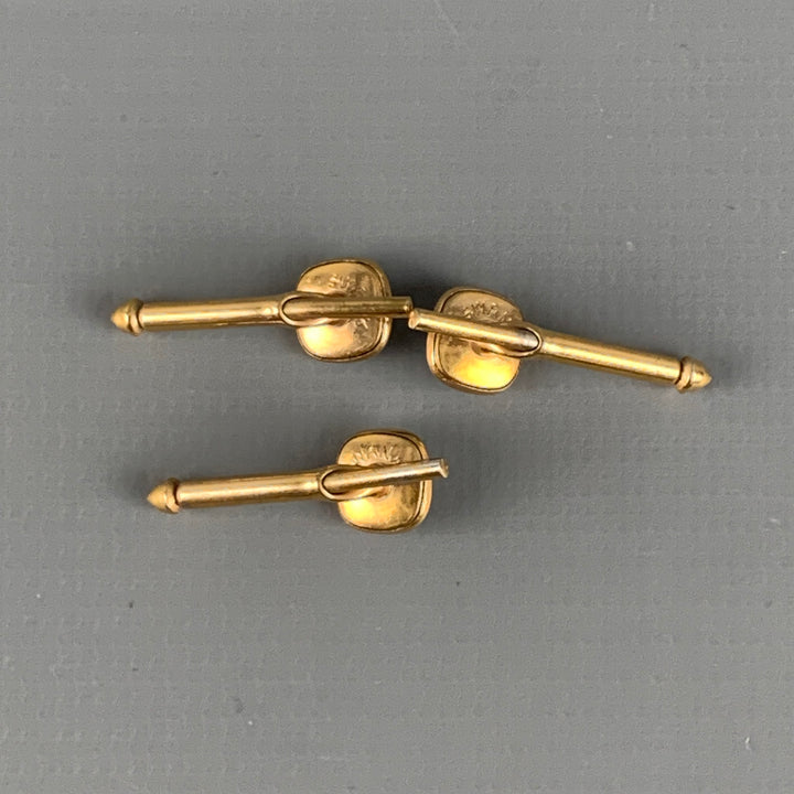 SWANK Gold Mother of Pearl Cuff Links
