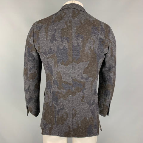 GABRIELE PASINI Size 34 Grey &  Brown Camo Wool Blend Sport Coat