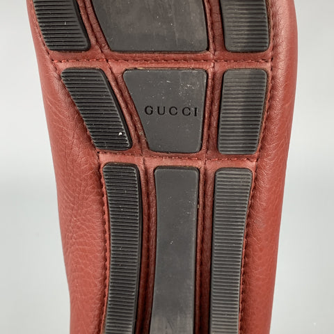 Mocasines tipo driver de grano guijarro de cuero ladrillo talla 8 de GUCCI