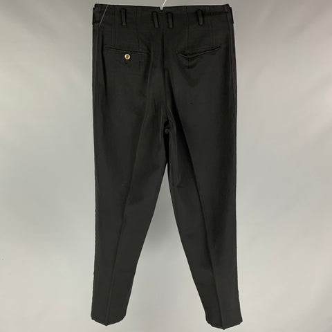 Vintage MATSUDA Size M Black Cotton Pleated Dress Pants