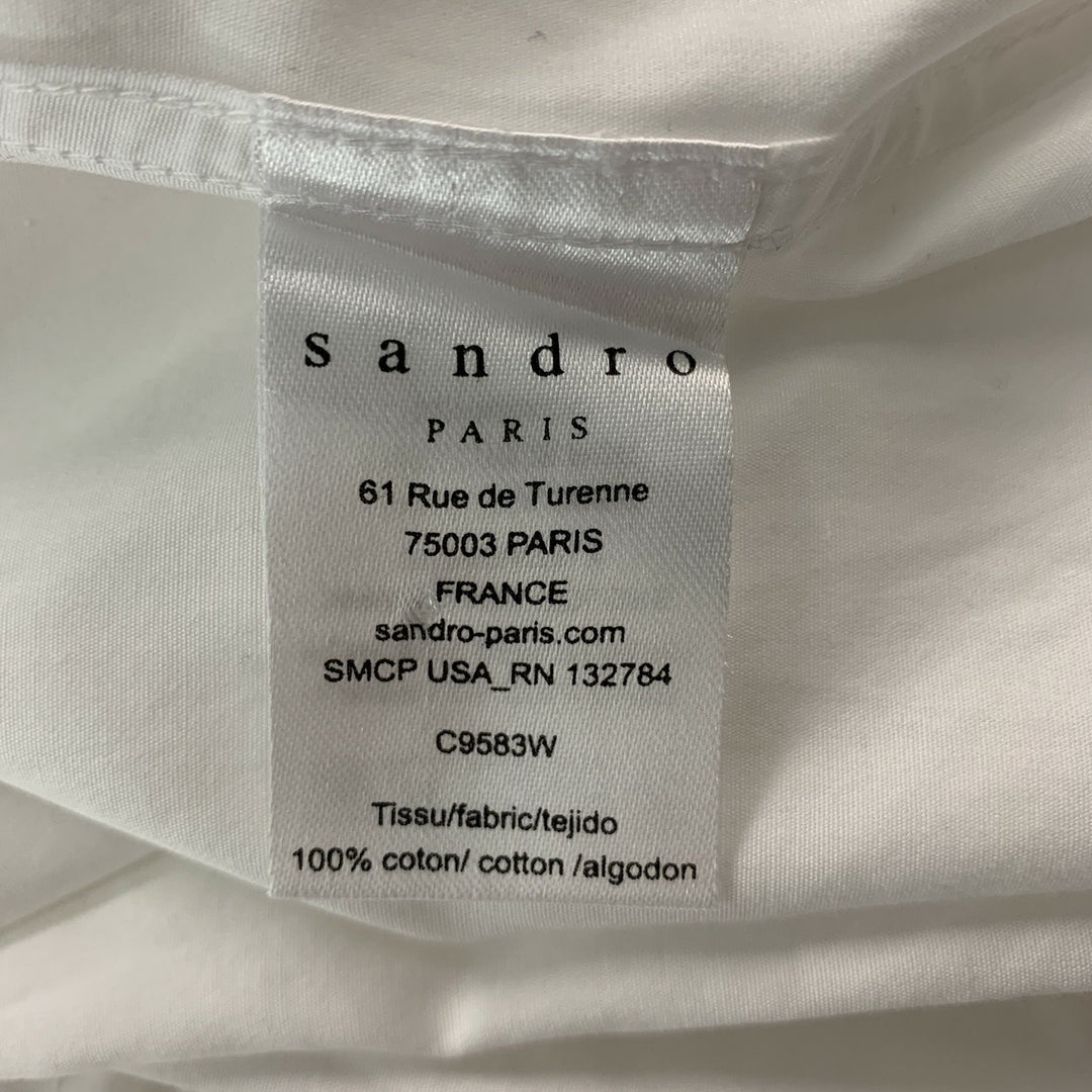 SANDRO PARIS Size M White Solid Cotton Pin Tuck Long Sleeve Shirt