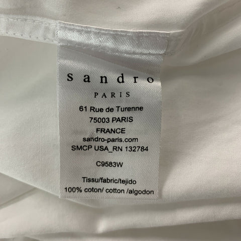SANDRO PARIS Size M White Solid Cotton Pin Tuck Long Sleeve Shirt
