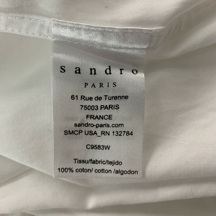 SANDRO PARIS Size M White Solid Cotton Pin Tuck Long Sleeve Shirt