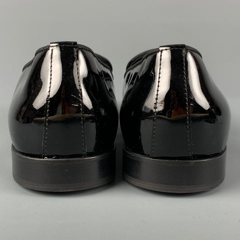 JOHN RICHMOND Size 9.5 Black Leather Slip On Razor Belt Loafers
