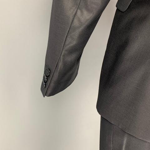 CALVIN KLEIN COLLECTION Size 44 Black Wool Notch Lapel Suit