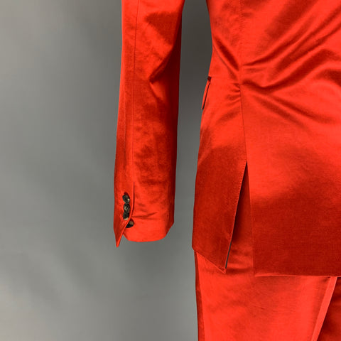 DRIES VAN NOTEN Size 40 Orange Cotton / Viscose Notch Lapel Suit