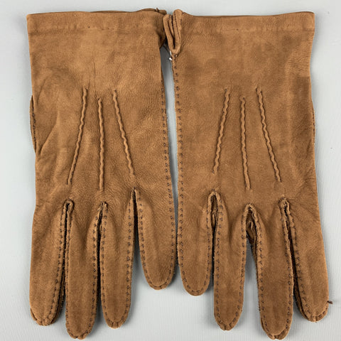 PICKETT Size 8.5 Brown Suede Calf Gloves