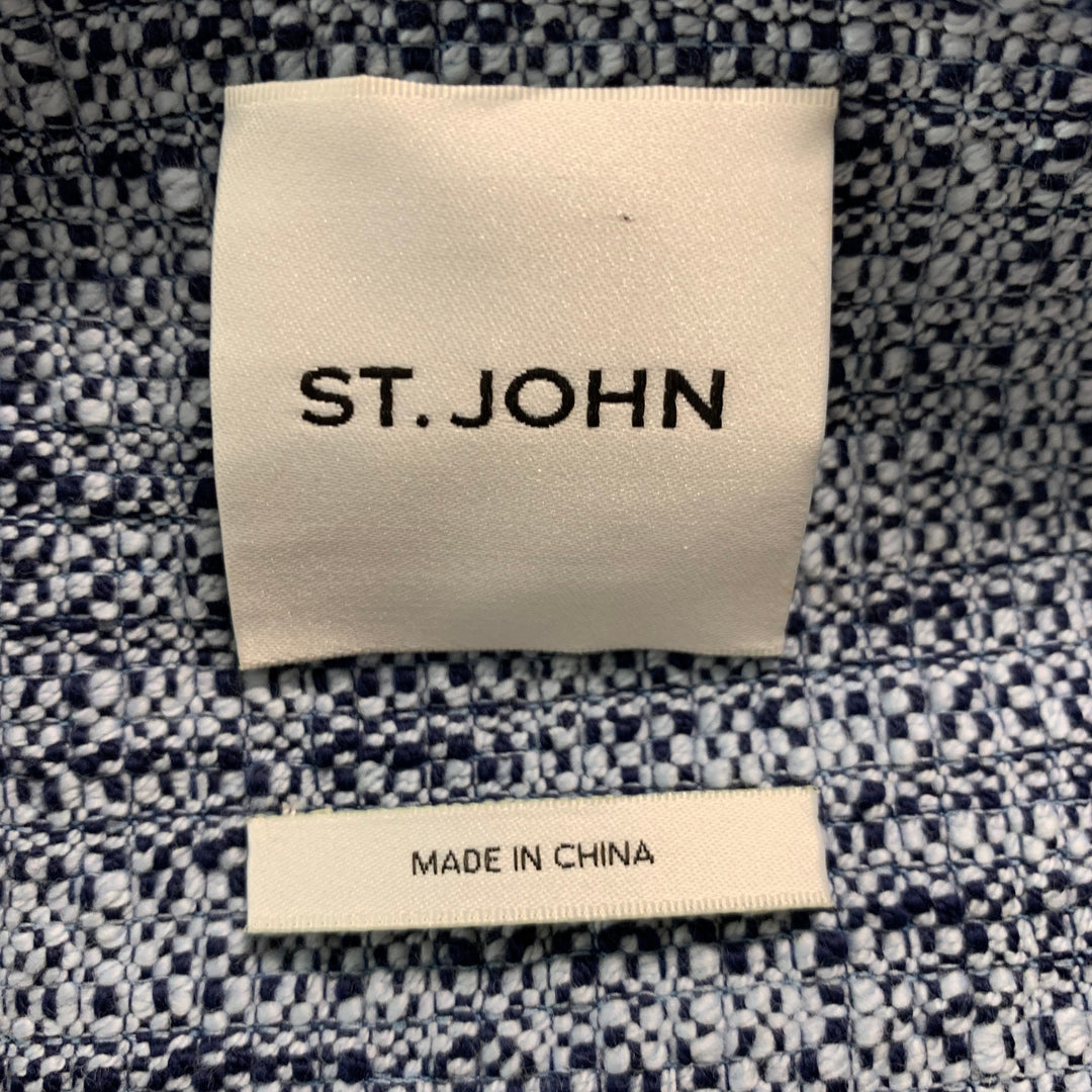 ST. JOHN Taille S Bleu Marine Mélange de Coton Sans Manches Sous Le Genou Tenues