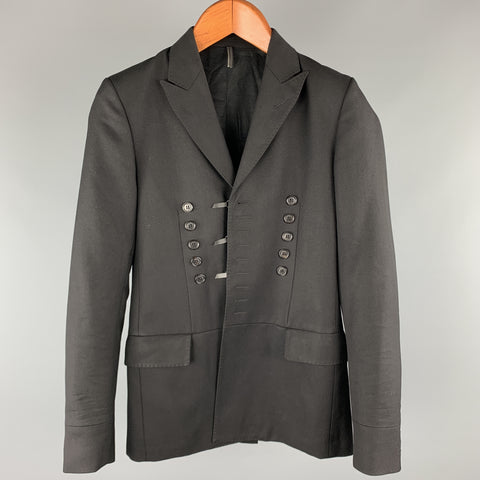 DIOR HOMME Taille 34 Manteau de sport à revers en laine unie noire