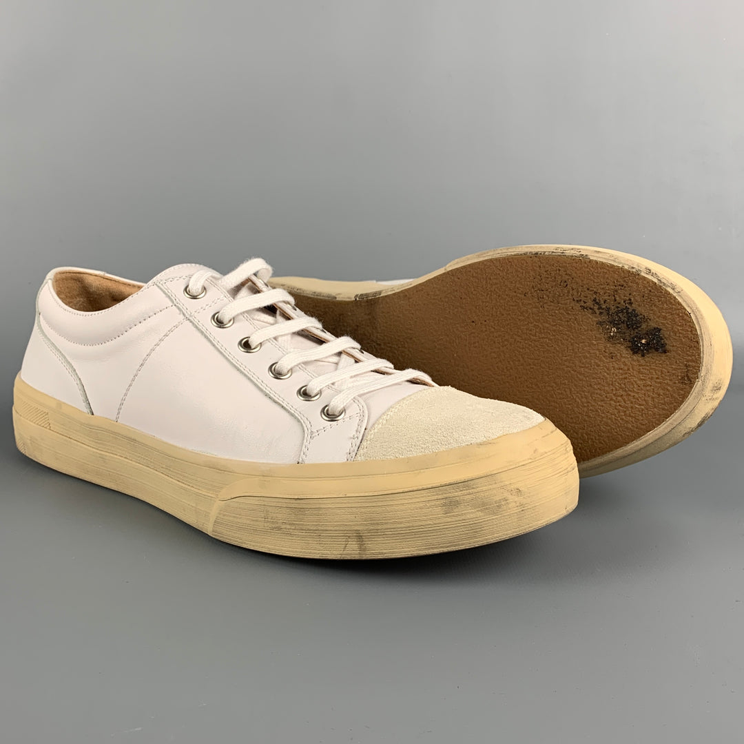 DRIES VAN NOTEN Size 9 White Leather Lace Up Sneakers