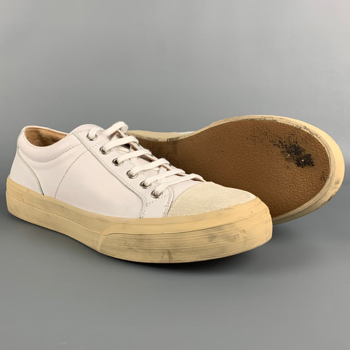 DRIES VAN NOTEN Size 9 White Leather Lace Up Sneakers