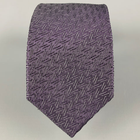 BURBERRY Purple Textured Silk Tie