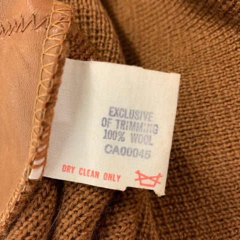 TUNDRA Size L Camel Virgin Wool Suede Elbow Patches Cardigan