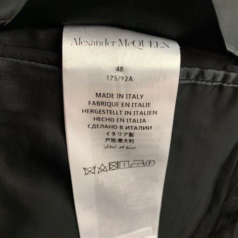 ALEXANDER MCQUEEN Size 38 Black Silver Stripe Wool Blend Notch Lapel Suit