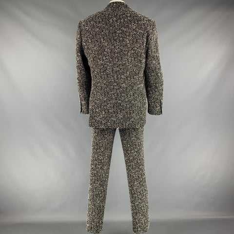 SEBASTIAN CRUZ 44 Size Black White Woven Peak Lapel Suit