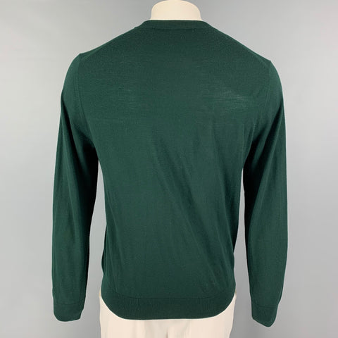 PAUL SMITH Taille L Pull à col en V en laine mérinos vert forêt