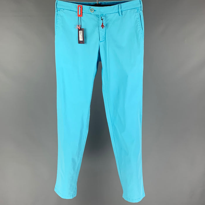 ISAIA Size 32 Aqua Cotton Zip Fly Casual Pants