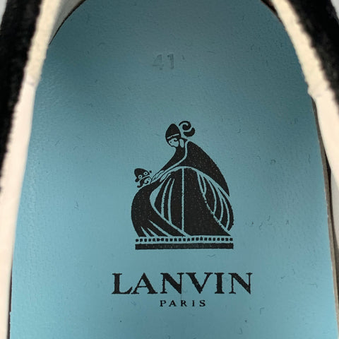 LANVIN Taille 8 Baskets basses en velours à tissus mélangés noir et blanc