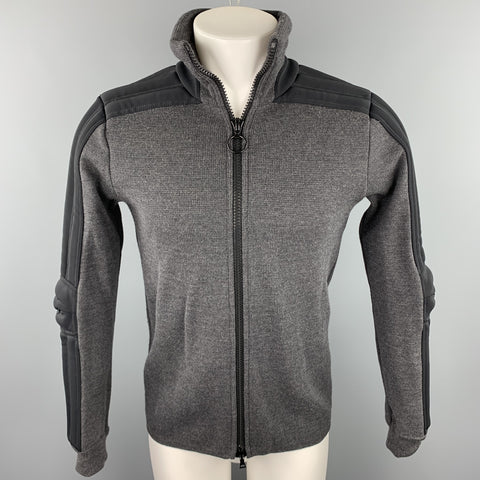 PRADA Size 38 Dark Gray Mixed Materials Wool Zip Up Jacket
