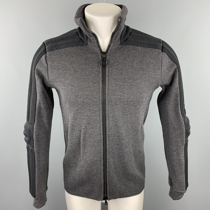 PRADA Size 38 Dark Gray Mixed Materials Wool Zip Up Jacket