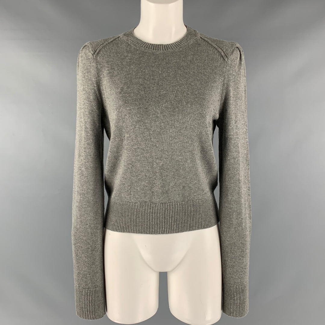 ISABEL MARANT Size 4 Grey Cotton Wool Crew-Neck Pullover