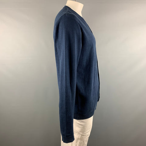 S.N.S HERNING Size XL Navy Cotton / Polyester V-Neck Cardigan