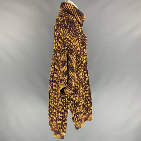 M MISSONI Suéter extragrande con cuello alto en mezcla de lana de punto dorado y morado Talla M