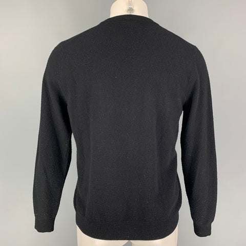 PAUL SMITH Size S Black Embroidery Wool Crew-Neck Sweater