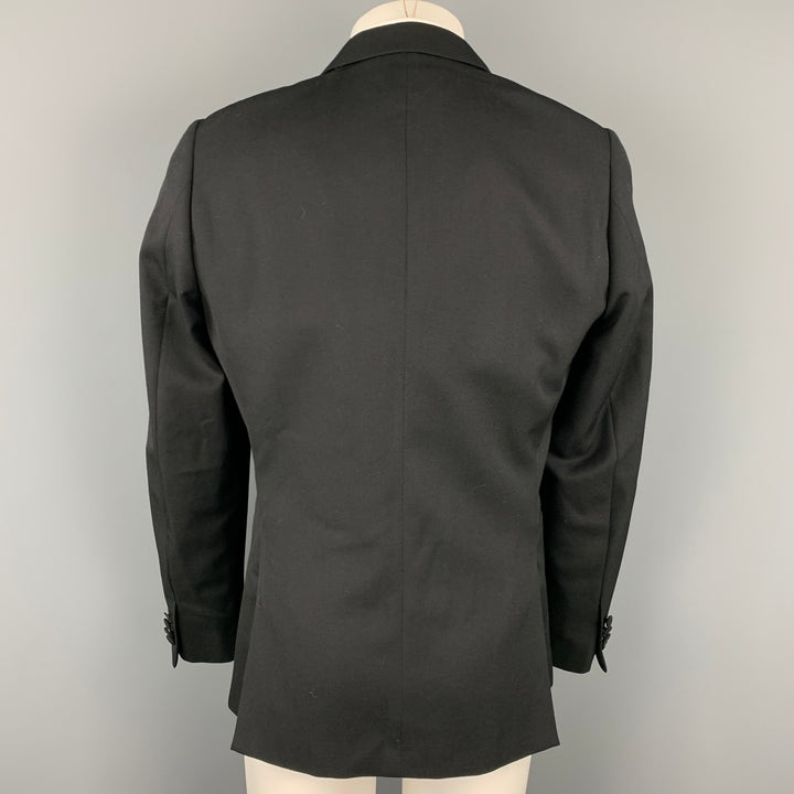PAUL SMITH Soho Taille 40 Manteau de sport à revers en laine noire régulière