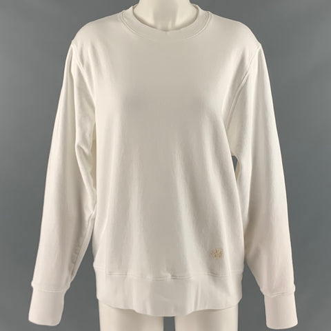 TORY BURCH Taille S Sweat-shirt à col rond en coton blanc