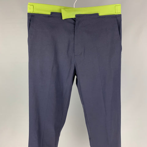 BOTTEGA VENETA Size 32 Blue Green Color Block Wool Cupro Casual Pants