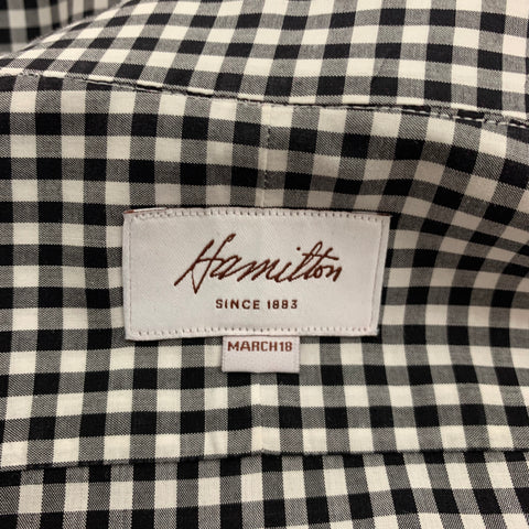 HAMILTON Size L Black White Gingham Long Sleeve Shirt