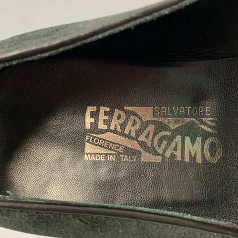 SALVATORE FERRAGAMO Size 12 Black Velvet Tassels Loafers