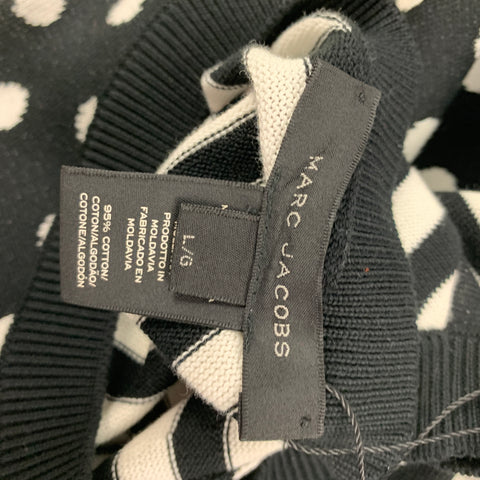 MARC JACOBS Size L Black White Cotton Blend Polka Dot Crew-Neck Vest