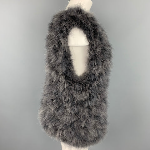 DRIES VAN NOTEN Size S Grey Feathers Oversized Pullover Vest
