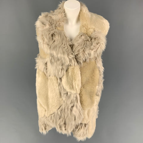 STELLA McCARTNEY Taille S Gilet en fausse fourrure acrylique beige