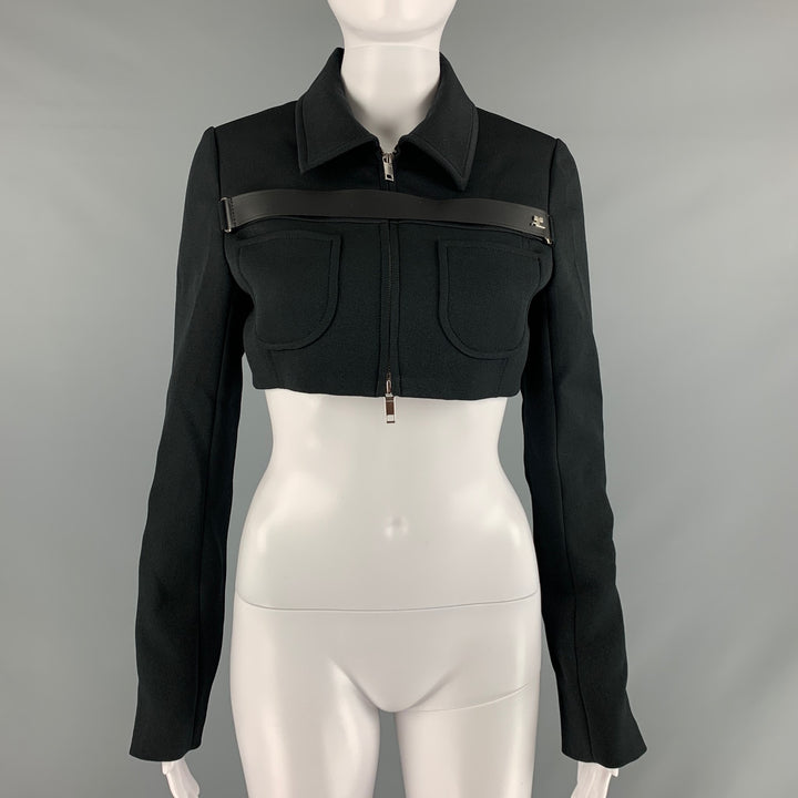 COURREGES Size 4 Black Polyester Blend Cropped Jacket