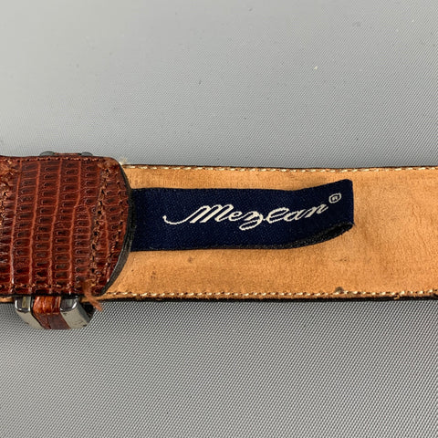 MEZLAN Size 38 Brown Lizard Leather Belt