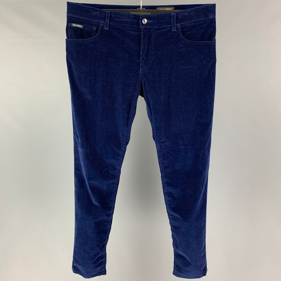 DOLCE & GABBANA Size 36 Navy Corduroy Cotton Jean Cut Casual Pants