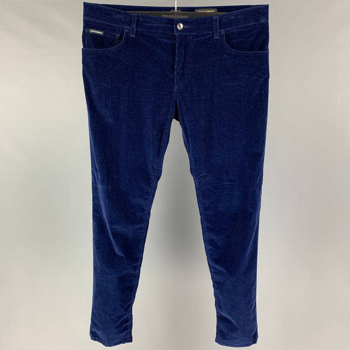 DOLCE & GABBANA Size 36 Navy Corduroy Cotton Jean Cut Casual Pants