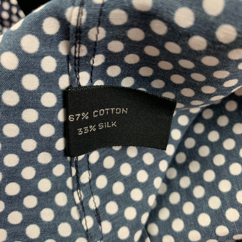 TOM FORD Size M Navy White Polka Dot Cotton Silk Long Sleeve Shirt