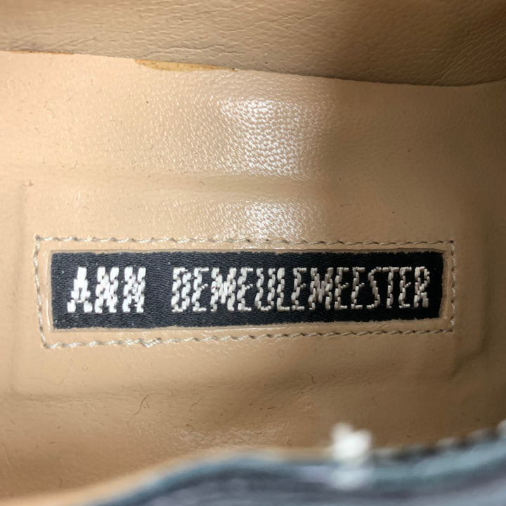 ANN DEMEULEMEESTER Size 7.5 Black Leather Platform Lace Up Shoes