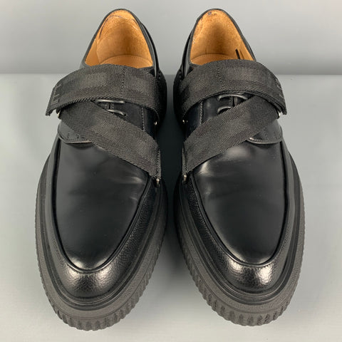DUNHILL Size 9 Black Leather Creeper Lace Up Shoes