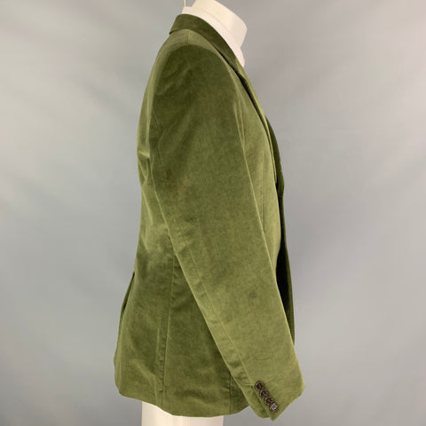 PS by PAUL SMITH Size 40 Green Velvet Cotton Notch Lapel Sport Coat