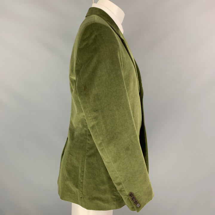 PS by PAUL SMITH Taille 40 Manteau de sport à revers cranté en coton velours vert