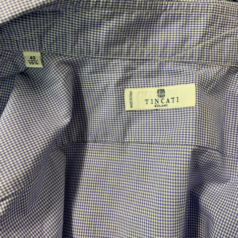 TINCATI Size M Blue Checkered Cotton Button Down Long Sleeve Shirt