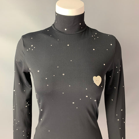 MOSCHINO Cheep and Chic Talla 8 Jersey negro de poliamida con corazón tachonado / Eastane