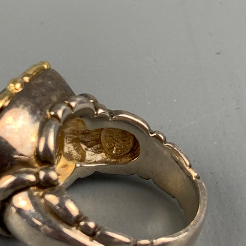 VINTAGE Gold Sterling Silver Yellow Stone Ring