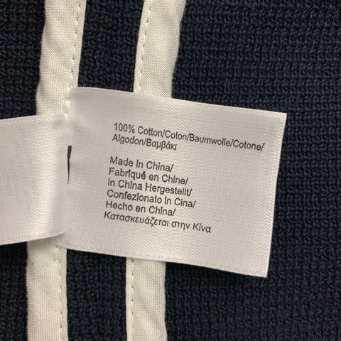 BLACK FLEECE Size M Navy & White Cotton V-Neck Cardigan