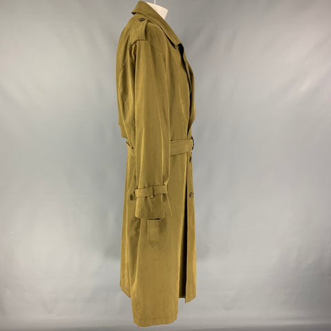 BURBERRY PRORSUM Size 10 Olive Polyester Nylon Double Breasted Coat